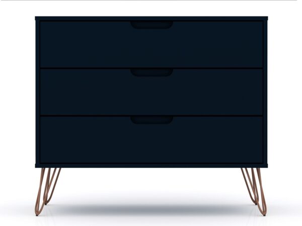 Manhattan Comfort Rockefeller 3-Drawer Tatiana Midnight Blue Dresser (Set of 2)