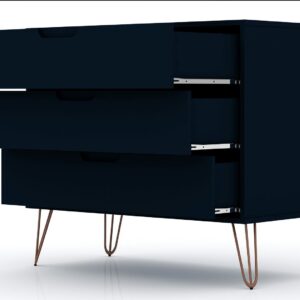 Manhattan Comfort Rockefeller 3-Drawer Tatiana Midnight Blue Dresser (Set of 2)