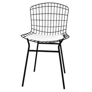 Manhattan Comfort Madeline Chair, Set of 2 with Seat Cushion in Black and White