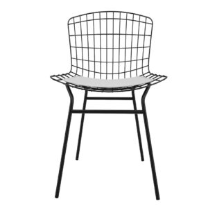 Manhattan Comfort Madeline Chair, Set of 2 with Seat Cushion in Black and White