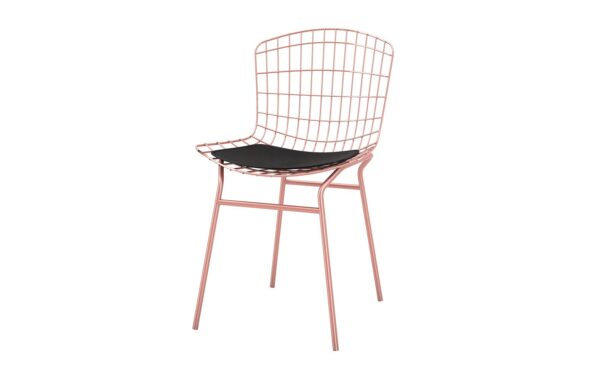 Manhattan Comfort Madeline Chair, Set of 2 with Seat Cushion in Rose Pink Gold and Black