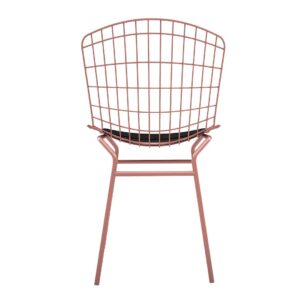 Manhattan Comfort Madeline Chair, Set of 2 with Seat Cushion in Rose Pink Gold and Black