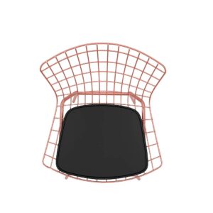 Manhattan Comfort Madeline Chair, Set of 2 with Seat Cushion in Rose Pink Gold and Black