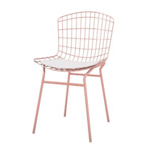 Manhattan Comfort Madeline Chair, Set of 2 with Seat Cushion in Rose Pink Gold and White