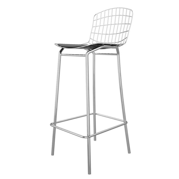 Manhattan Comfort Madeline 41.73" Barstool, Set of 2 in Silver and Black