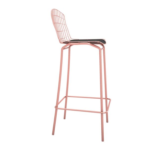 Manhattan Comfort Madeline 41.73" Barstool, Set of 2 with Seat Cushion in Rose Pink Gold and Black