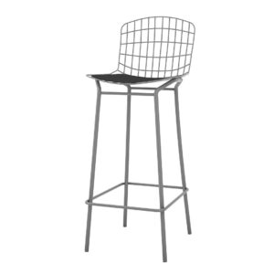 Manhattan Comfort Madeline 41.73" Barstool, Set of 2 with Seat Cushion in Charcoal Grey and Black