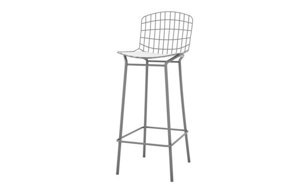 Manhattan Comfort Madeline 41.73" Barstool, Set of 2 with Seat Cushion in Charcoal Grey and White