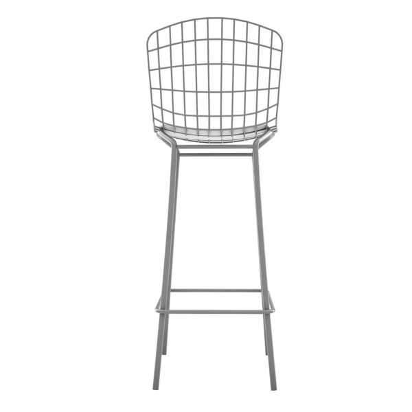 Manhattan Comfort Madeline 41.73" Barstool, Set of 2 with Seat Cushion in Charcoal Grey and White