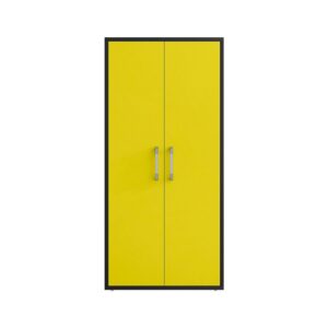 Manhattan Comfort Eiffel Storage Cabinet in Matte Black and Yellow (Set of 2)