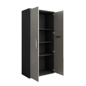 Manhattan Comfort Eiffel Storage Cabinet in Matte Black and Grey (Set of 2)