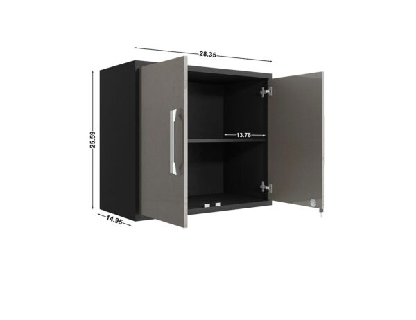 Manhattan Comfort Eiffel Floating Garage Cabinet in Matte Black and Grey (Set of 2)