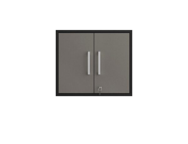 Manhattan Comfort Eiffel Floating Garage Cabinet in Matte Black and Grey (Set of 2)