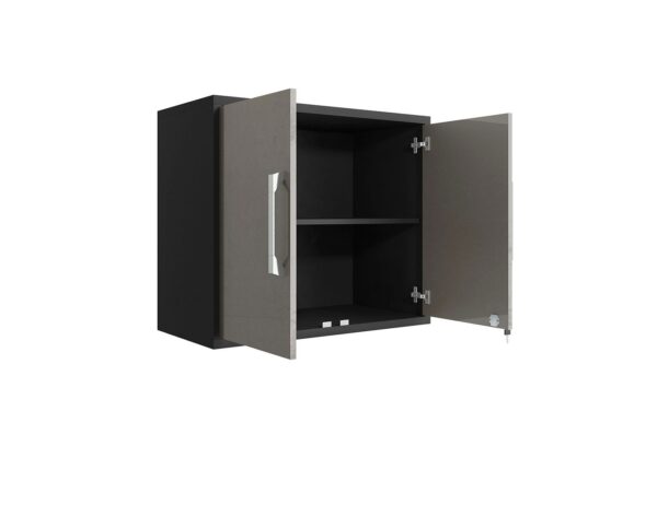 Manhattan Comfort Eiffel Floating Garage Cabinet in Matte Black and Grey (Set of 2)