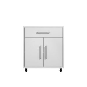 Manhattan Comfort Eiffel Mobile Garage Cabinet in White (Set of 2)