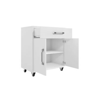 Manhattan Comfort Eiffel Mobile Garage Cabinet in White (Set of 2)