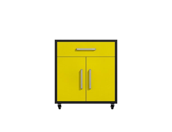 Manhattan Comfort Eiffel 2-Piece Storage Garage Set in Matte Black and Yellow