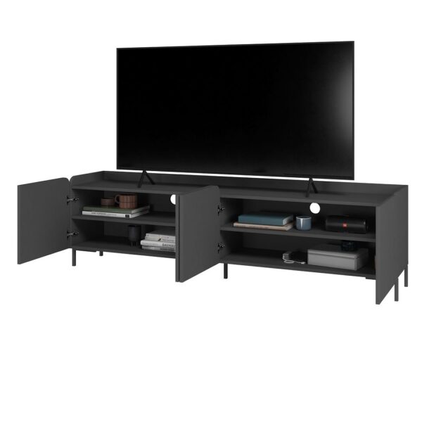 Manhattan Comfort Mid-Century Modern Bogardus 2-Piece TV Stand Living Room Set with Accent Cabinet in Black