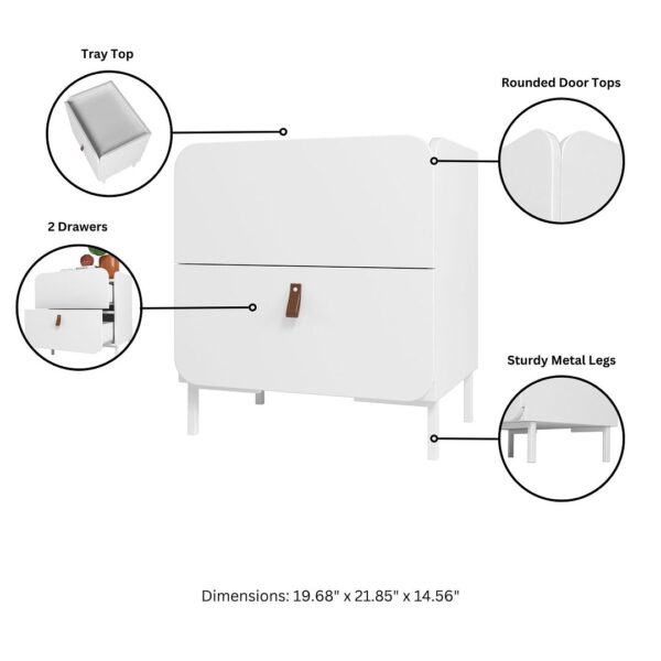 Manhattan Comfort Mid-Century Modern Bogardus 2-Piece TV Stand Living Room Set with Accent Cabinet in White