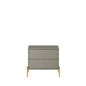 Manhattan Comfort Jasper Full Extension Drawer Nightstand in Grey (Set of 2)