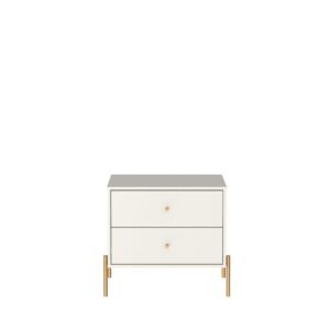 Manhattan Comfort Jasper Full Extension Drawer Nightstand in Off White (Set of 2)