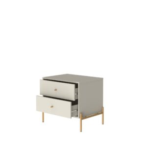 Manhattan Comfort Jasper Full Extension Drawer Nightstand in Off White (Set of 2)