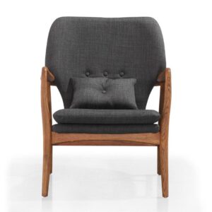 Manhattan Comfort Bradley Charcoal and Walnut Linen Weave Accent Chair (Set of 2)