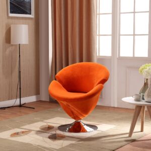 Manhattan Comfort Tulip Orange and Polished Chrome Velvet Swivel Accent Chair (Set of 2)