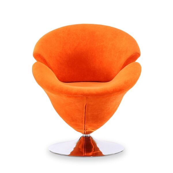 Manhattan Comfort Tulip Orange and Polished Chrome Velvet Swivel Accent Chair (Set of 2)