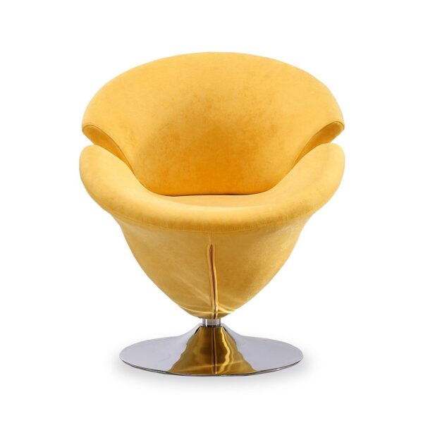 Manhattan Comfort Tulip Yellow and Polished Chrome Velvet Swivel Accent Chair (Set of 2)