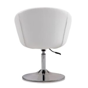 Manhattan Comfort Hopper White and Polished Chrome Faux Leather Adjustable Height Chair (Set of 2)