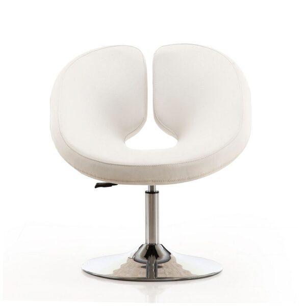 Manhattan Comfort Perch White and Polished Chrome Faux Leather Adjustable Chair (Set of 2)