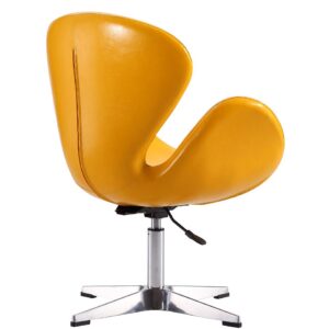 Manhattan Comfort Raspberry Yellow and Polished Chrome Faux Leather Adjustable Swivel Chair (Set of 2)