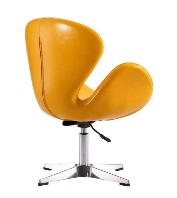 Manhattan Comfort Raspberry Yellow and Polished Chrome Faux Leather Adjustable Swivel Chair (Set of 2)