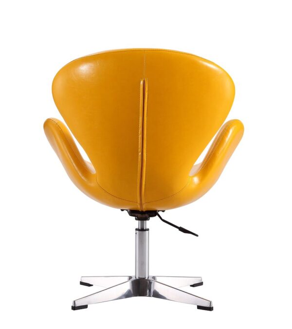 Manhattan Comfort Raspberry Yellow and Polished Chrome Faux Leather Adjustable Swivel Chair (Set of 2)