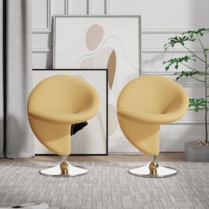 Manhattan Comfort Curl Yellow and Polished Chrome Wool Blend Swivel Accent Chair (Set of 2)