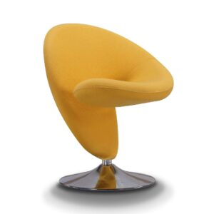 Manhattan Comfort Curl Yellow and Polished Chrome Wool Blend Swivel Accent Chair (Set of 2)