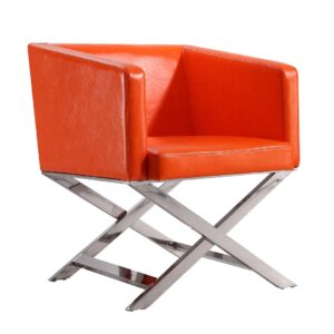 Manhattan Comfort Hollywood Orange and Polished Chrome Faux Leather Lounge Accent Chair (Set of 2)