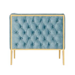 Manhattan Comfort Vector Ocean Blue and Gold Velvet Accent Chair (Set of 2)