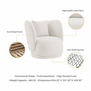 Manhattan Comfort Contemporary Siri Linen Weave Accent Chair with Pillows in Cream - Set of 2