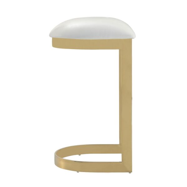 Manhattan Comfort Aura 28.54 in. White and Polished Brass Stainless Steel Bar Stool (Set of 2)