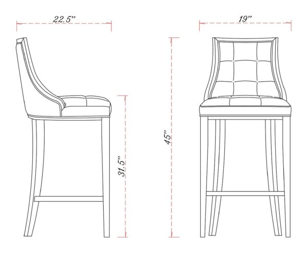 Manhattan Comfort Fifth Avenue 45 in. Cream and Walnut Beech Wood Bar Stool (Set of 2)