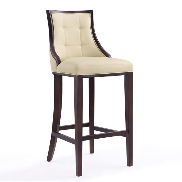 Manhattan Comfort Fifth Avenue 45 in. Cream and Walnut Beech Wood Bar Stool (Set of 2)