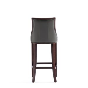 Manhattan Comfort Fifth Avenue Faux Leather Barstool in Pebble Grey (Set of 2)