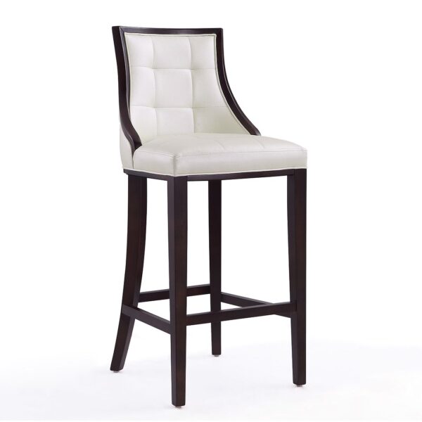 Manhattan Comfort Fifth Avenue 45 in. Pearl White and Walnut Beech Wood Bar Stool (Set of 2)