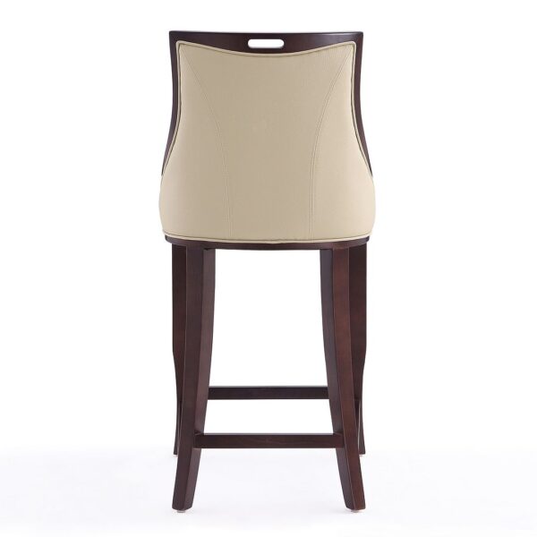 Manhattan Comfort Emperor 41 in. Cream and Walnut Beech Wood Bar Stool (Set of 2)