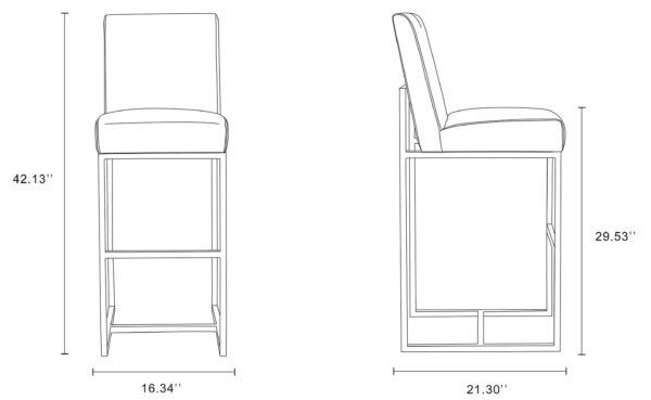 Manhattan Comfort Element 42.13 in. Pearl White and Polished Chrome Stainless Steel Bar Stool (Set of 2)