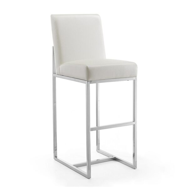 Manhattan Comfort Element 42.13 in. Pearl White and Polished Chrome Stainless Steel Bar Stool (Set of 2)