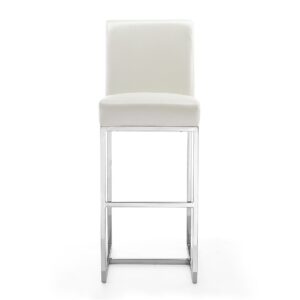 Manhattan Comfort Element 42.13 in. Pearl White and Polished Chrome Stainless Steel Bar Stool (Set of 2)