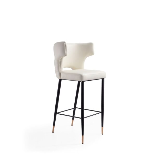 Manhattan Comfort Holguin 41.34 in. Cream, Black and Gold Wooden Barstool (Set of 2)